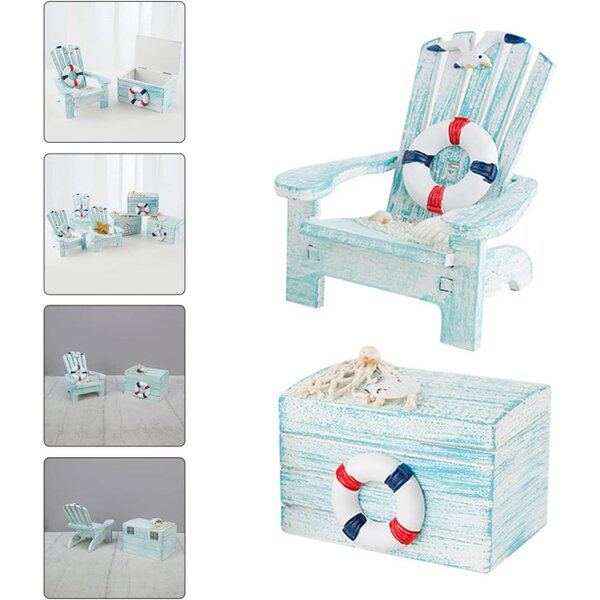 Amosfun Set 2 Mini Sedie e Scatole in Legno Decorazioni Mediterranee Casa e Ufficio