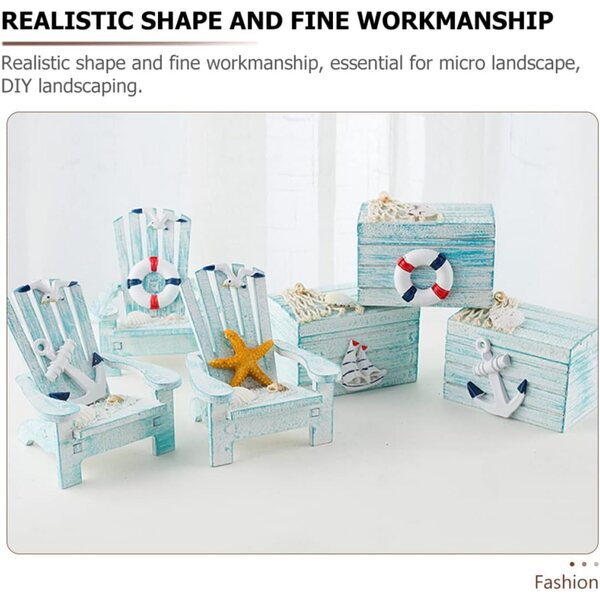 Amosfun Set 2 Mini Sedie e Scatole in Legno Decorazioni Mediterranee Casa e Ufficio