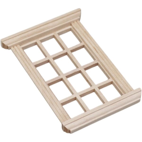 VICASKY 1:12 Mini-Holzfenster für Puppenhäuser, Beige, realistische Dekoration