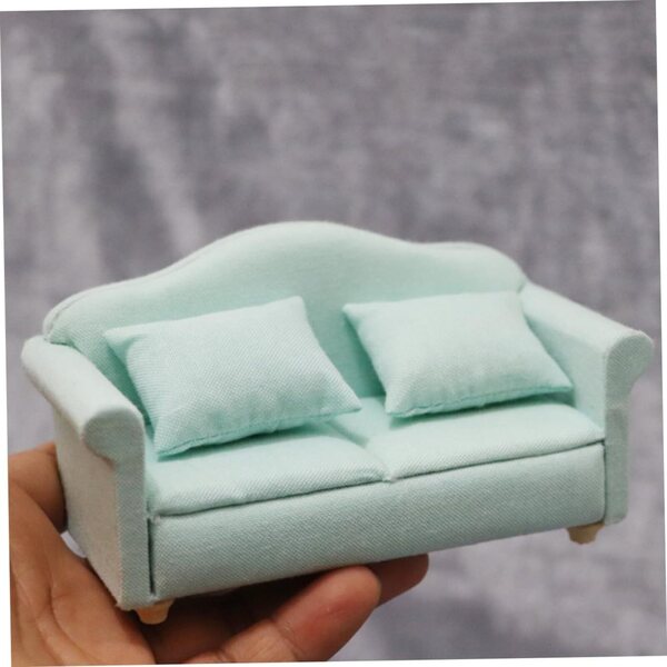 Grünes Mini-Sofa und Sessel-Set für VICASKY Puppenhaus aus Holz und Stoff