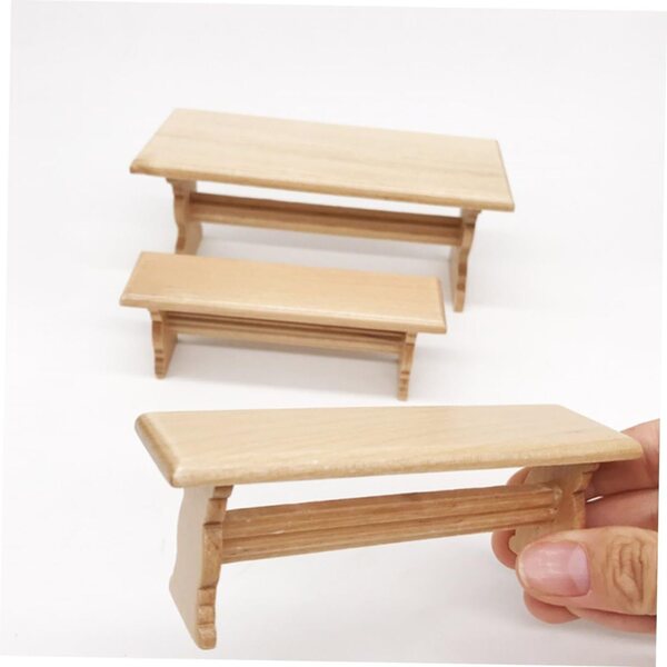 VICASKY Mini Tavolo e Panca in Legno per Casa delle Bambole Mobili in Miniatura