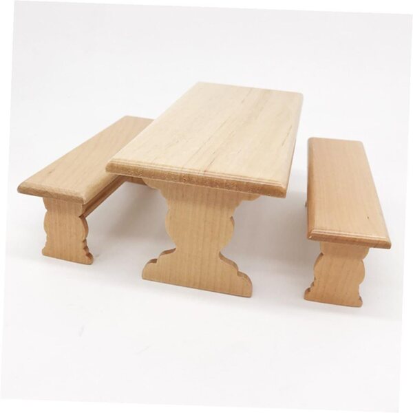VICASKY Mini Tavolo e Panca in Legno per Casa delle Bambole Mobili in Miniatura