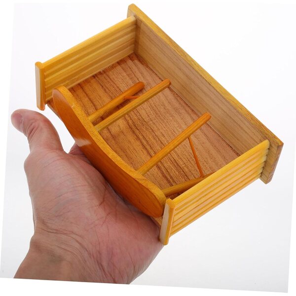 Hellbraunes Naturholztisch- und Hocker-Set für 1:12 Puppenhaus