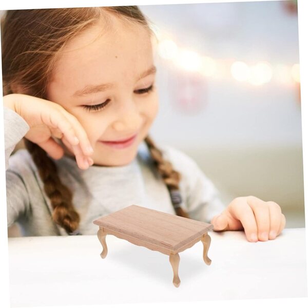 VICASKY Mini Tavolo da Tè in Legno Mobili in Scala 1/12 per Casa delle Bambole