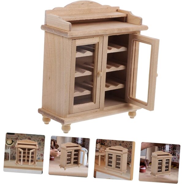 VICASKY Mini dekorativer Holzschrank für Minihäuser und Mikrolandschaften