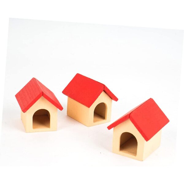 VICASKY Mini Cuccia in Legno Rosso per Criceti e Miniature 5x4,4x4 cm