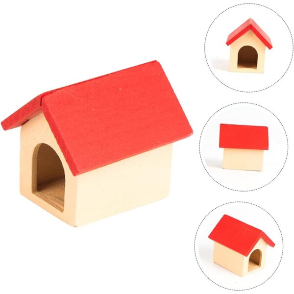 VICASKY Mini Cuccia in Legno Rosso per Criceti e Miniature 5x4,4x4 cm