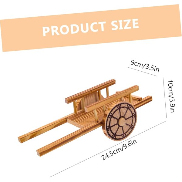 VICASKY Carrello in Legno Miniatura per Decorazioni Paesaggistiche e Collezioni 24x10x9 cm