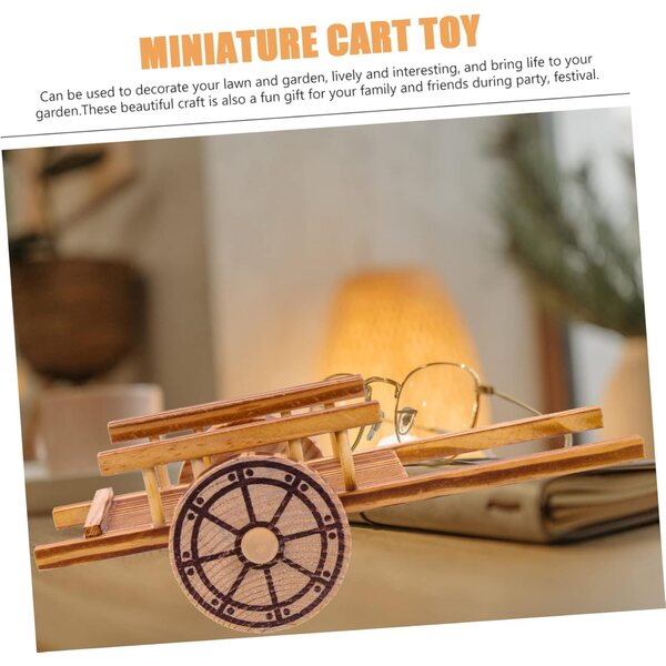 VICASKY Carrello in Legno Miniatura per Decorazioni Paesaggistiche e Collezioni 24x10x9 cm