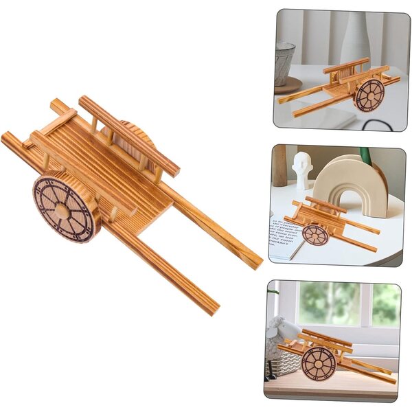 VICASKY Carrello in Legno Miniatura per Decorazioni Paesaggistiche e Collezioni 24x10x9 cm