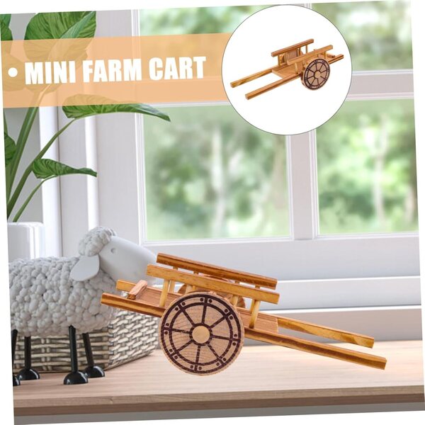 VICASKY Carrello in Legno Miniatura per Decorazioni Paesaggistiche e Collezioni 24x10x9 cm