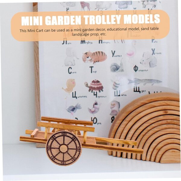 VICASKY Carrello in Legno Miniatura per Decorazioni Paesaggistiche e Collezioni 24x10x9 cm