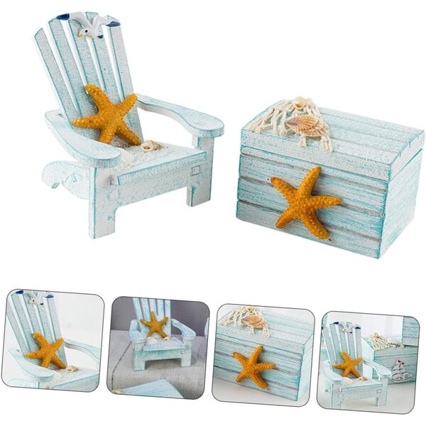 Mini Sedie da Spiaggia in Legno TOPBATHY - Set Decorativo per Case delle Bambole