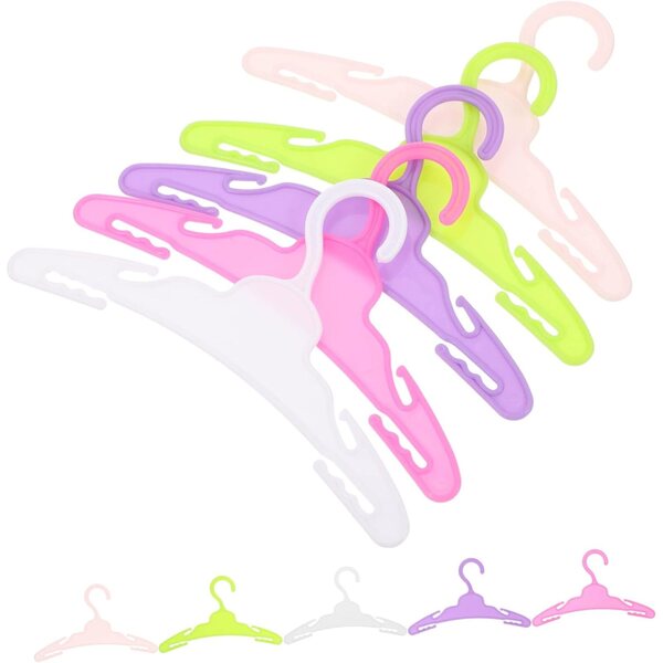 VICASKY 10 bunte Puppen-Kleiderbügel aus Kunststoff, 17,5 x 10,5 cm, praktische Mini-Kleiderbügel
