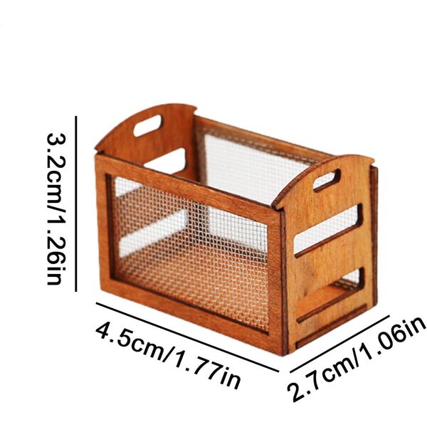 Cesto portaoggetti in miniatura in legno per casa delle bambole, 3,2x4,5x2,7 cm