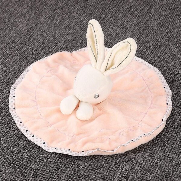 Bambola coniglio in velluto comfort baby wipe asciugamano relax rosa