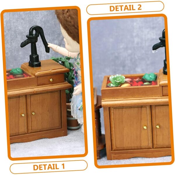 VICASKY Mobiletto Lavabo in Legno Miniatura per Casa delle Bambole e Decorazioni