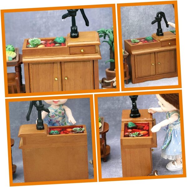 VICASKY Mobiletto Lavabo in Legno Miniatura per Casa delle Bambole e Decorazioni