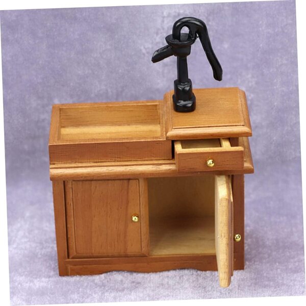 VICASKY Mobiletto Lavabo in Legno Miniatura per Casa delle Bambole e Decorazioni