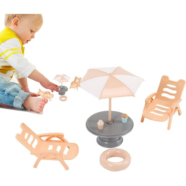 Casa delle bambole miniatura spiaggia con accessori resistenti e dettagli unici