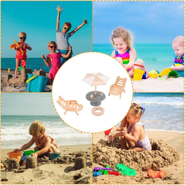 Casa delle bambole miniatura spiaggia con accessori resistenti e dettagli unici