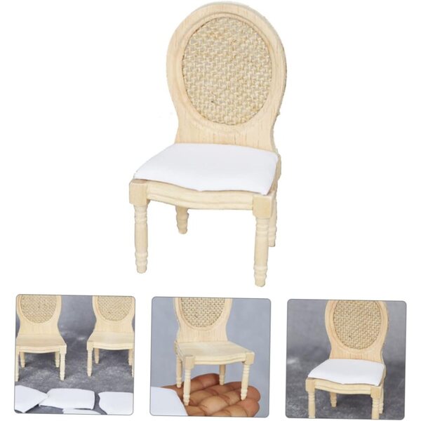 VICASKY 4 Sedie in Legno Miniatura per Casa delle Bambole Decorazioni Artigianali