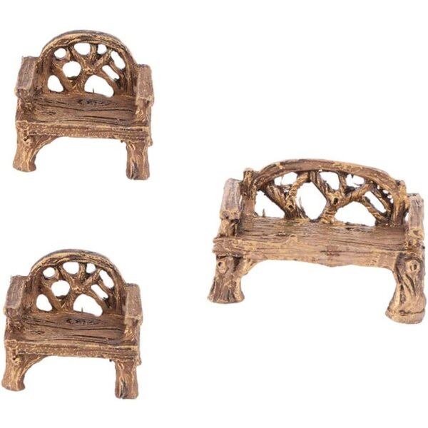 Gerneck Mini Mobili da Giardino 3 Pezzi in Resina per Micro Paesaggi e Decorazioni