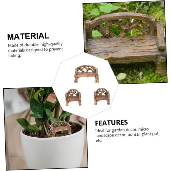 Gerneck Mini Mobili da Giardino 3 Pezzi in Resina per Micro Paesaggi e Decorazioni