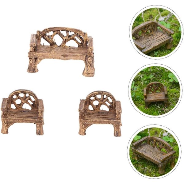 Gerneck Mini Mobili da Giardino 3 Pezzi in Resina per Micro Paesaggi e Decorazioni