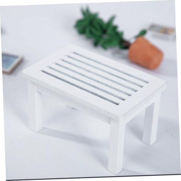 VICASKY Mini tavolo per casa delle bambole in legno bianco, decorazione miniatura realistica
