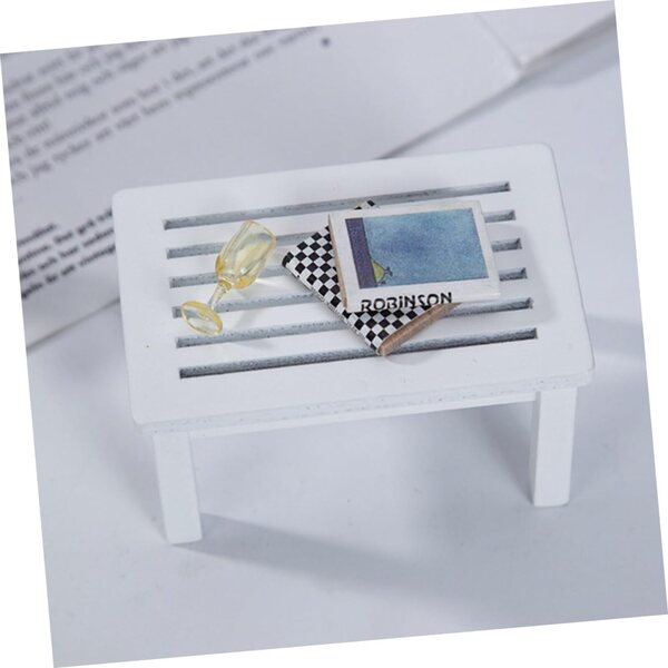 VICASKY Mini tavolo per casa delle bambole in legno bianco, decorazione miniatura realistica