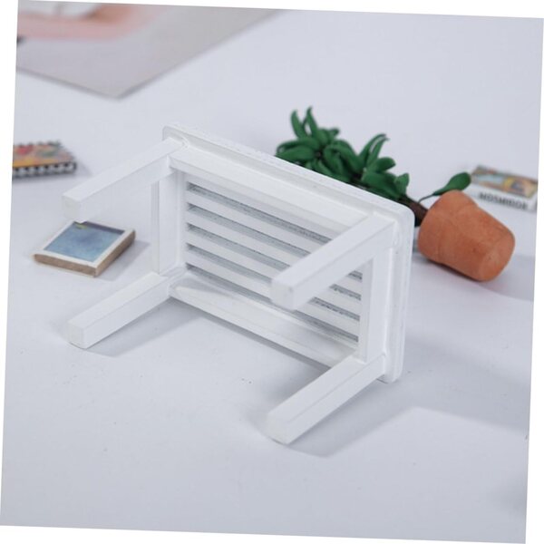 VICASKY Mini tavolo per casa delle bambole in legno bianco, decorazione miniatura realistica