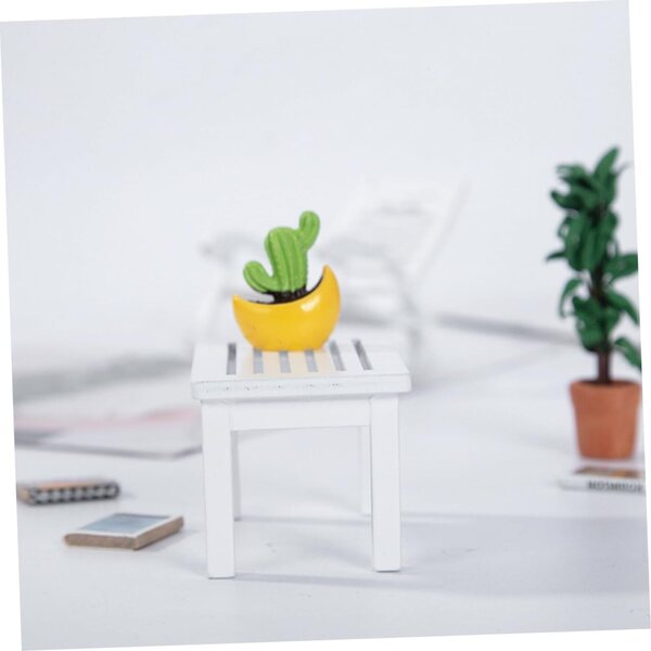 VICASKY Mini tavolo per casa delle bambole in legno bianco, decorazione miniatura realistica
