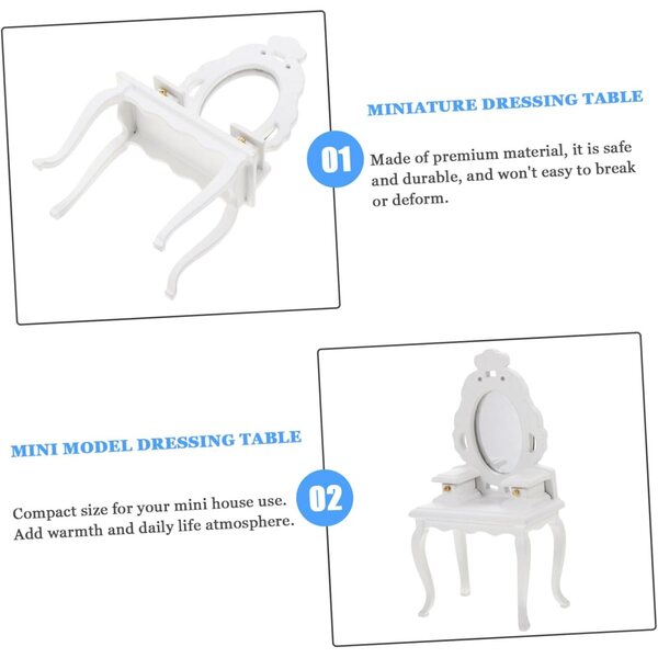 VICASKY Mini cassettiera in legno bianco per casa delle bambole e decorazione desktop