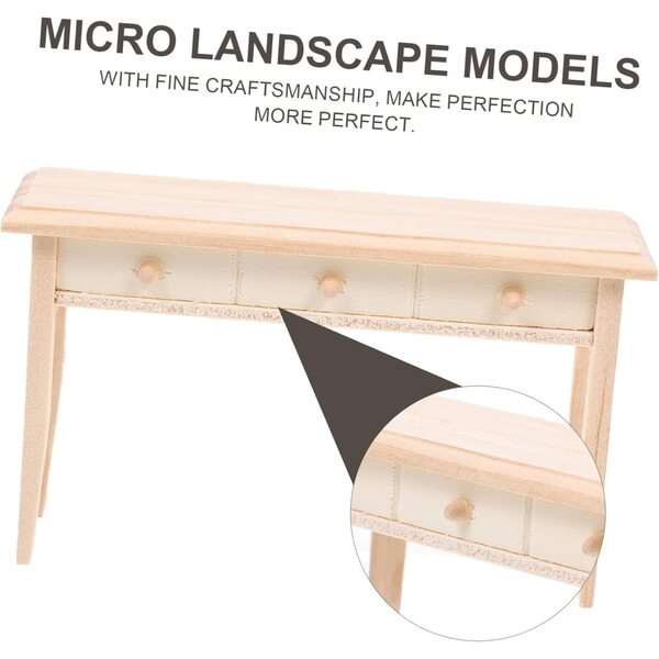 VICASKY Set Tavolo e Sedia in Legno per Casa delle Bambole, Mini Accessori Decorativi