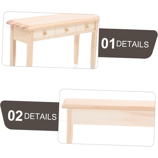 VICASKY Set Tavolo e Sedia in Legno per Casa delle Bambole, Mini Accessori Decorativi