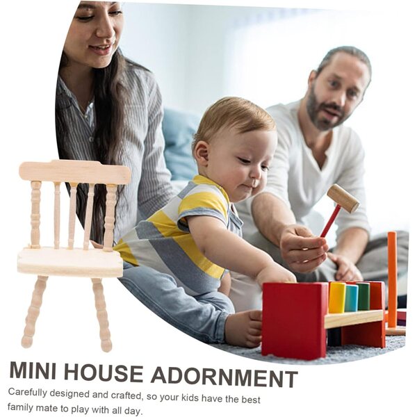 VICASKY Set Tavolo e Sedia in Legno per Casa delle Bambole, Mini Accessori Decorativi