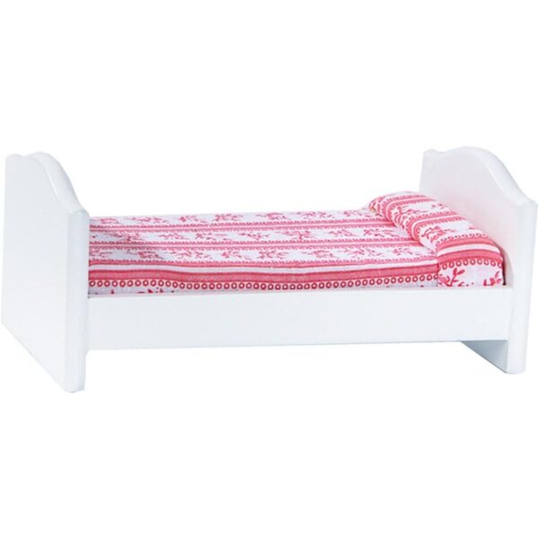 VICASKY Miniatur-Bett in Rot für Puppenhaus, 14 x 7,9 x 5,9 cm