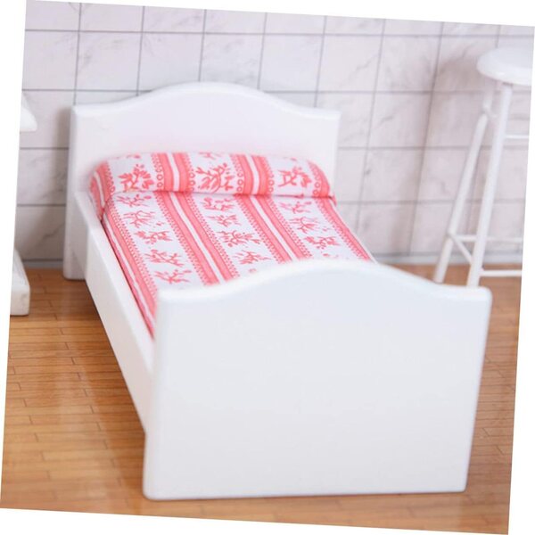 VICASKY Miniatur-Bett in Rot für Puppenhaus, 14 x 7,9 x 5,9 cm