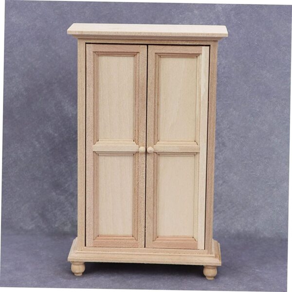 VICASKY Mini-Holzschrank in Beige für Miniaturen, realistische Heimdekoration