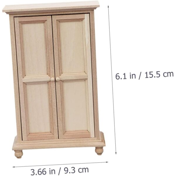VICASKY Mini-Holzschrank in Beige für Miniaturen, realistische Heimdekoration