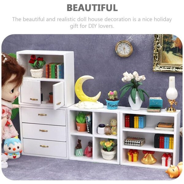 VICASKY Mini Armadio in Legno Bianco per Casa delle Bambole, cm 7,4x7,3x4