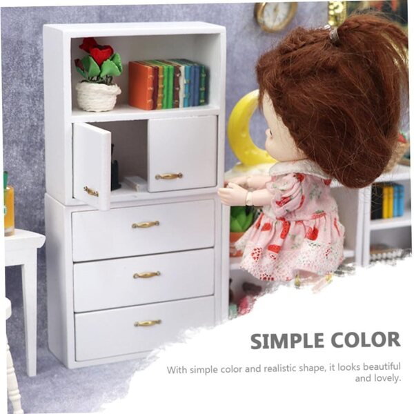 VICASKY Mini Armadio in Legno Bianco per Casa delle Bambole, cm 7,4x7,3x4