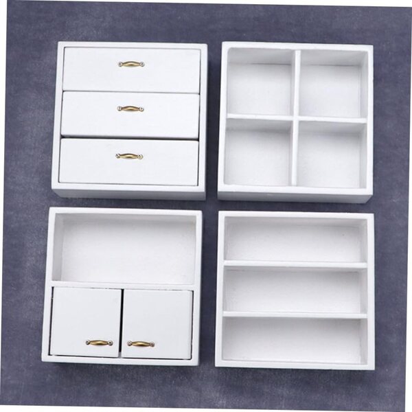 VICASKY Mini Armadio in Legno Bianco per Casa delle Bambole, cm 7,4x7,3x4