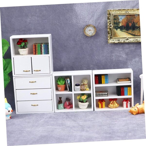VICASKY Mini Armadio in Legno Bianco per Casa delle Bambole, cm 7,4x7,3x4