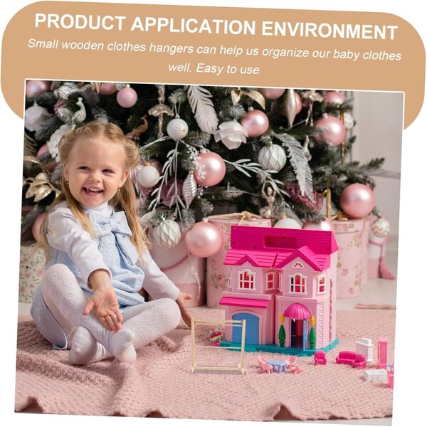 VICASKY Mini-Kleiderbügel-Set aus Holz für Puppen, zum Organisieren von Puppenhaus-Kleidung