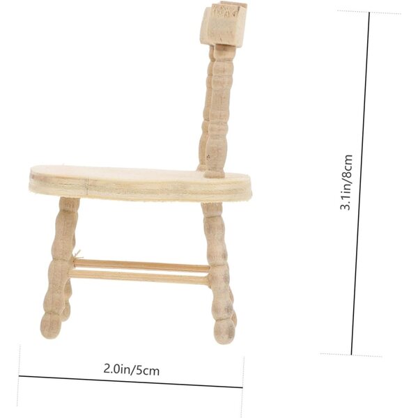 VICASKY Set mit 3 Stuhldekorationen aus Holz für Puppenhäuser, realistische Miniaturen
