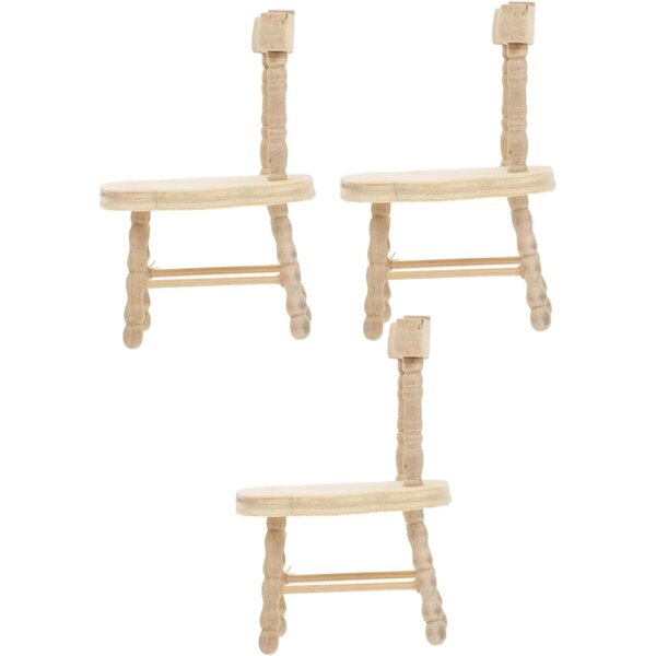 VICASKY Set mit 3 Stuhldekorationen aus Holz für Puppenhäuser, realistische Miniaturen