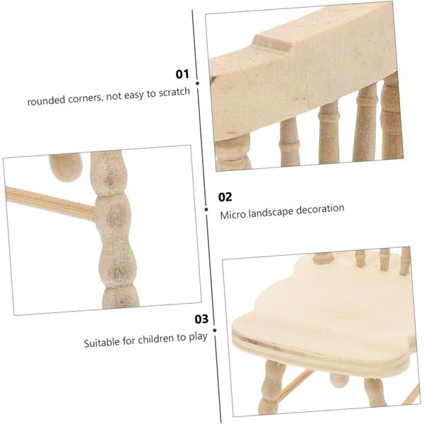 VICASKY Set mit 3 Stuhldekorationen aus Holz für Puppenhäuser, realistische Miniaturen