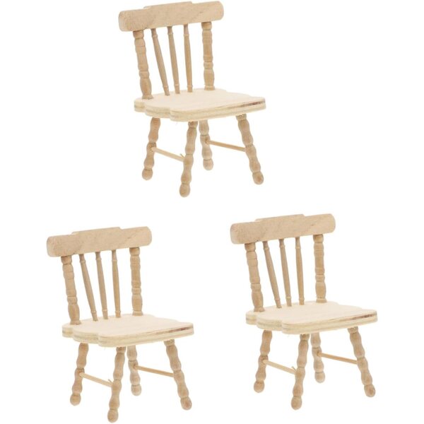 VICASKY Set mit 3 Stuhldekorationen aus Holz für Puppenhäuser, realistische Miniaturen